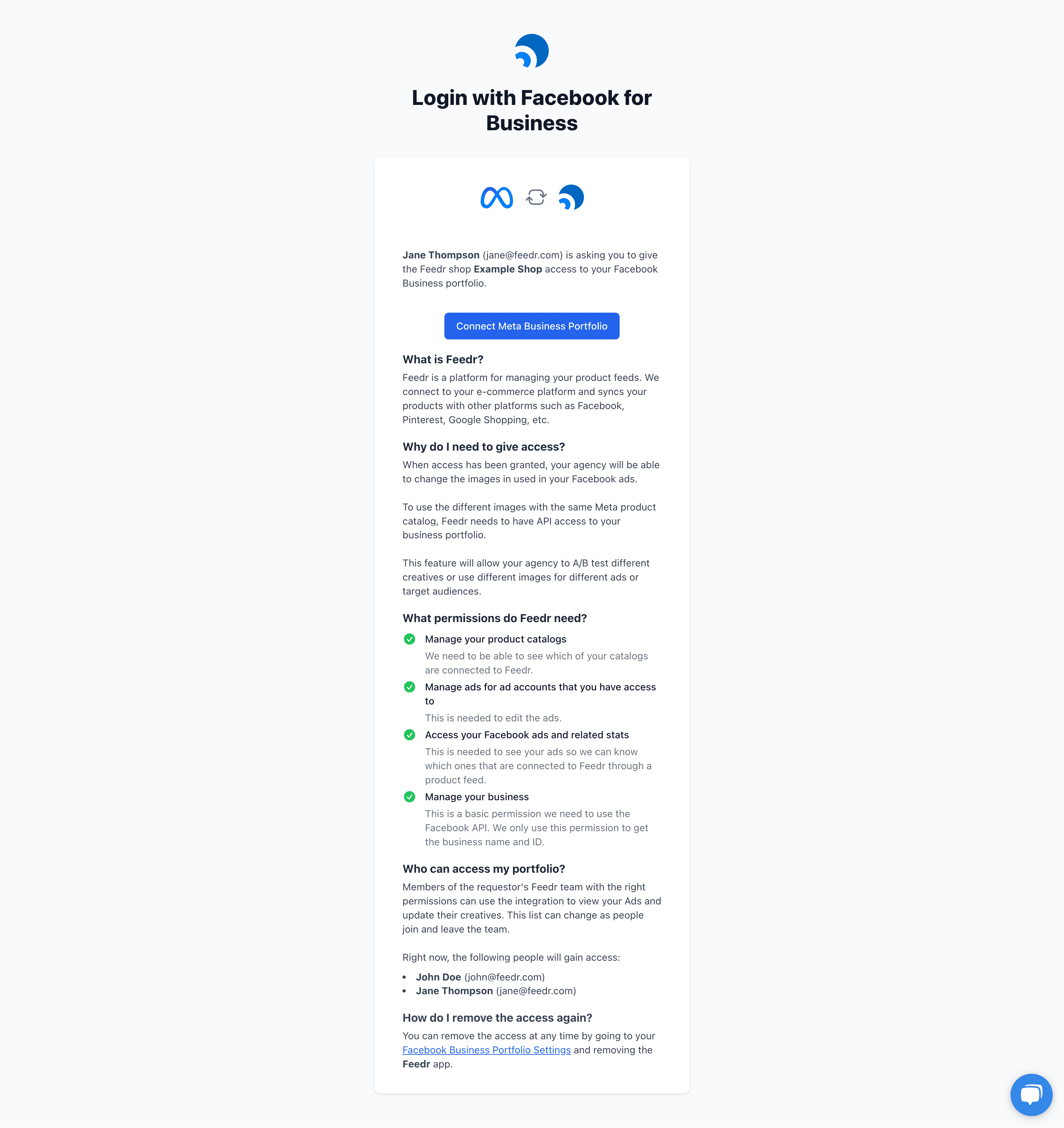 Admin link page