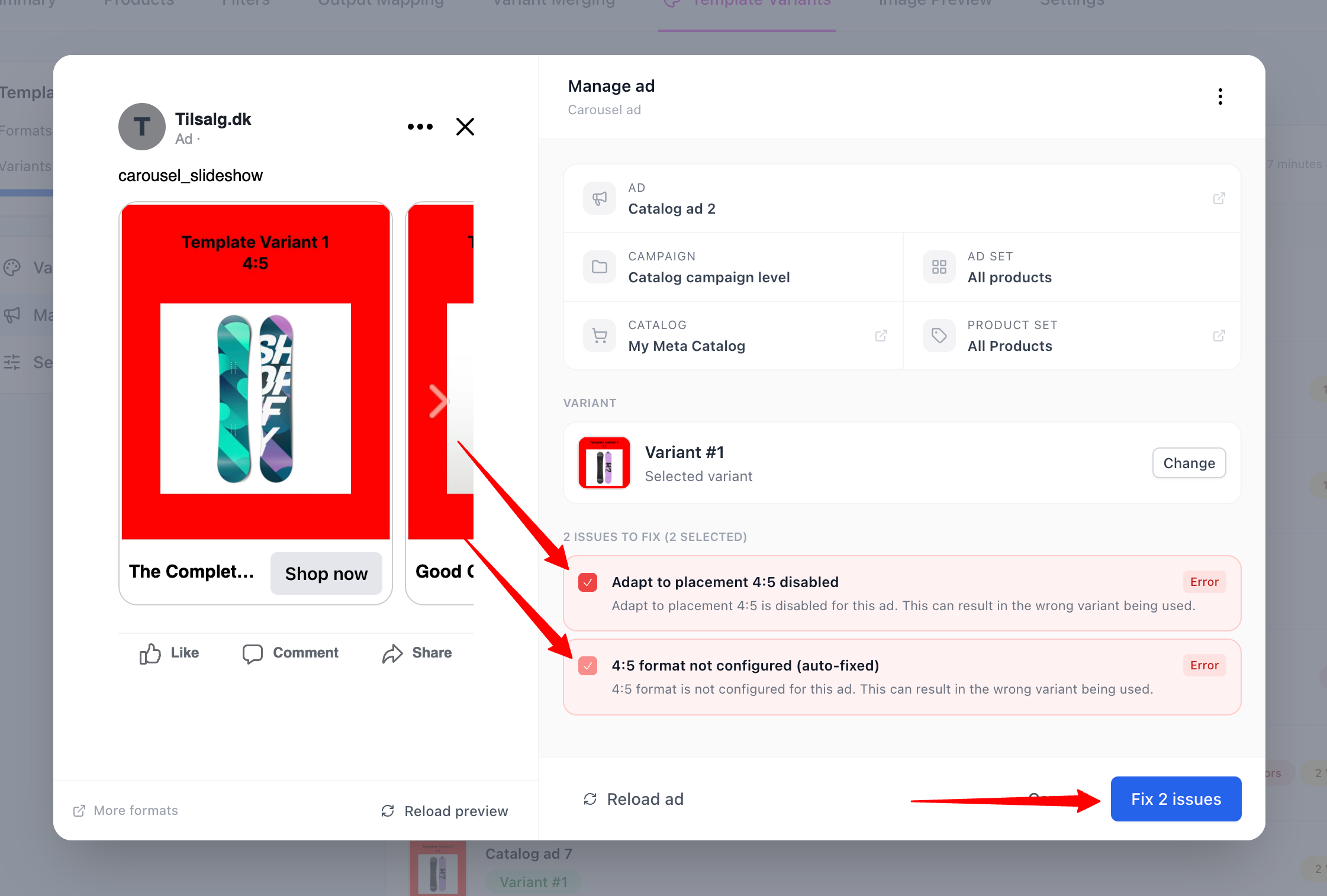 Fix meta ad issues