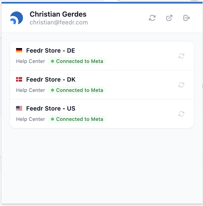 Shops in Feedr Chrome Extension