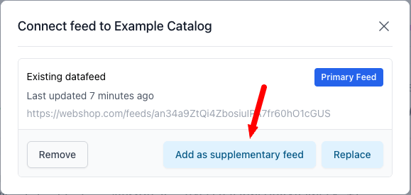 Add as supplementary feed feed button