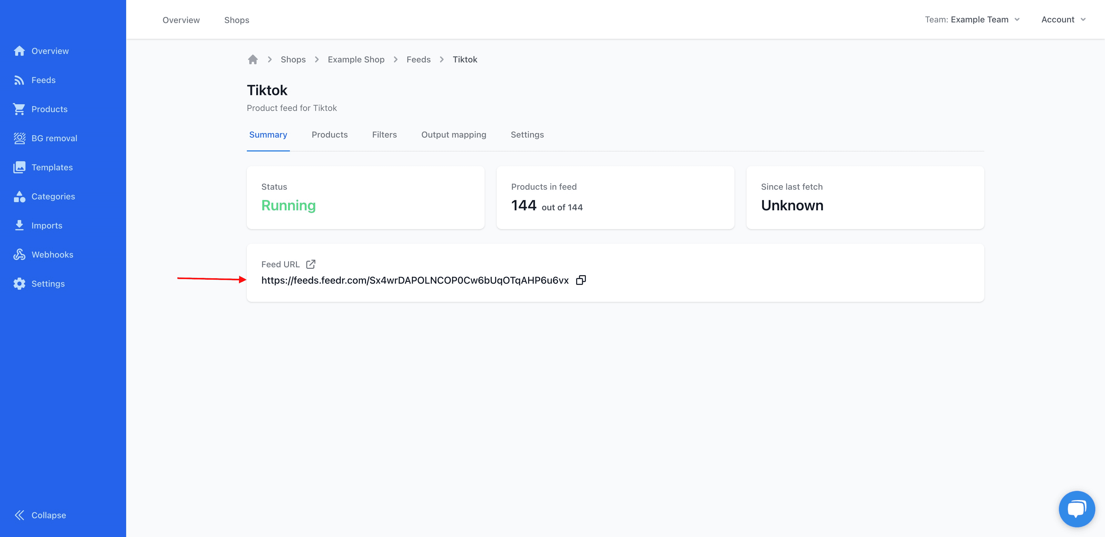 Copying TikTok feed URL from Feedr