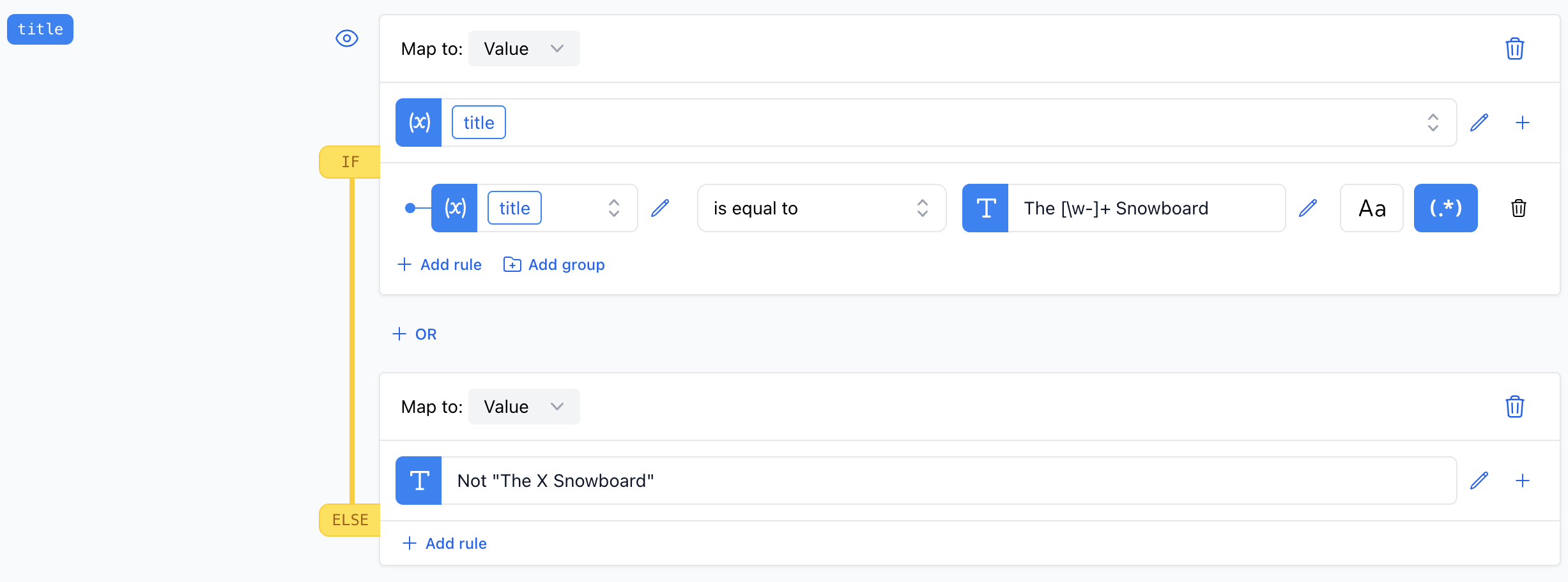 Equals Rule Regex Example