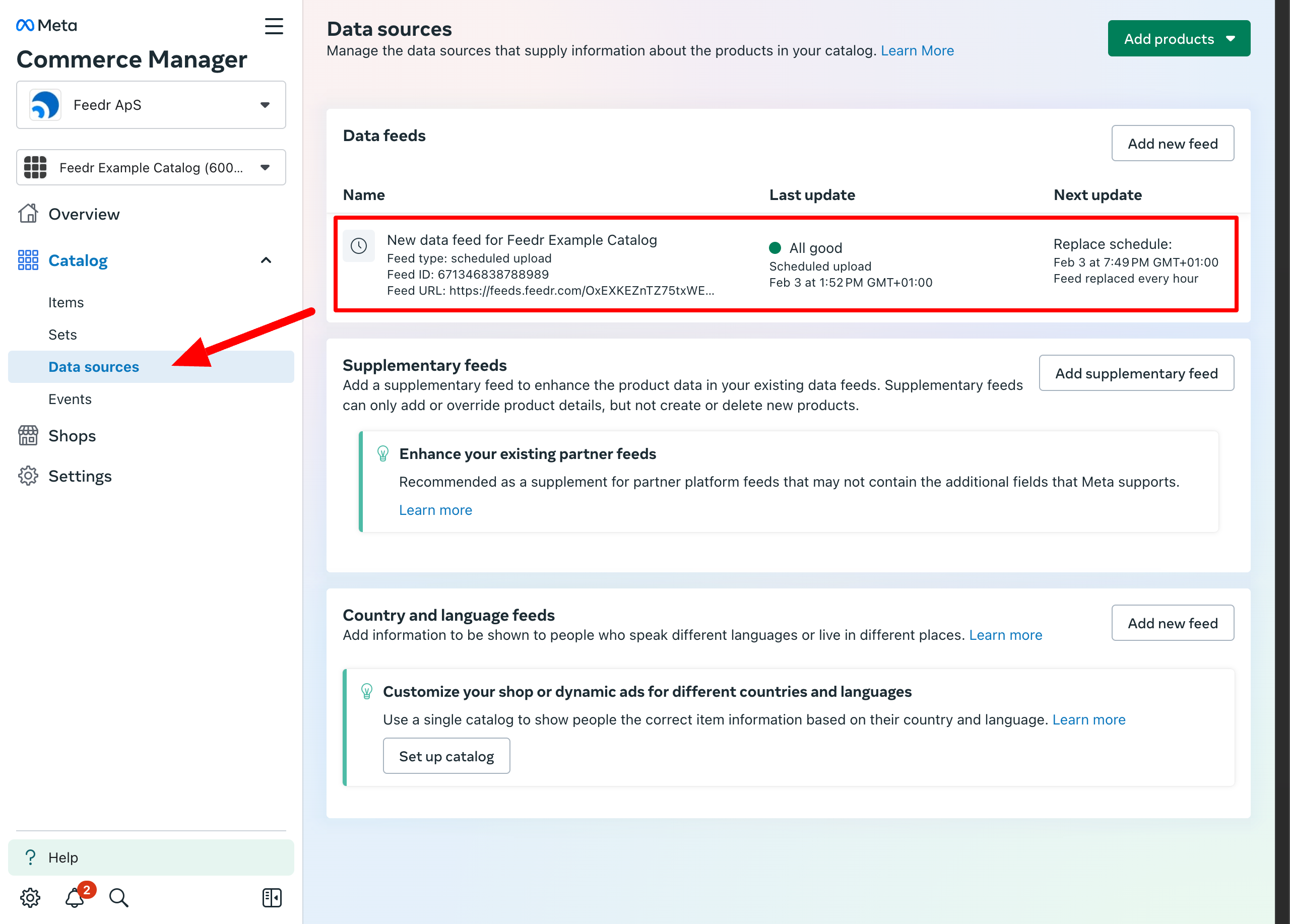 Existing data source