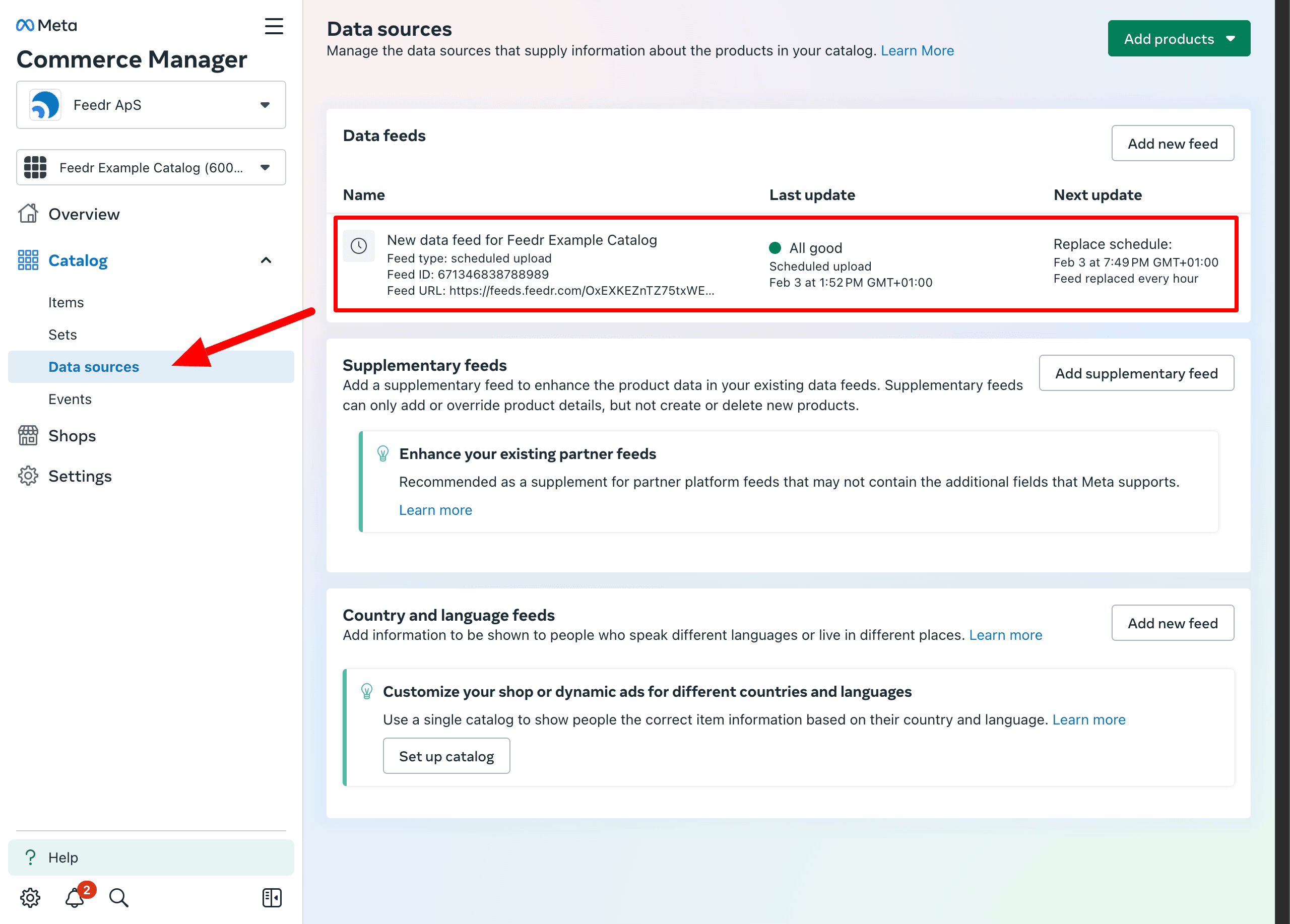 Existing data source