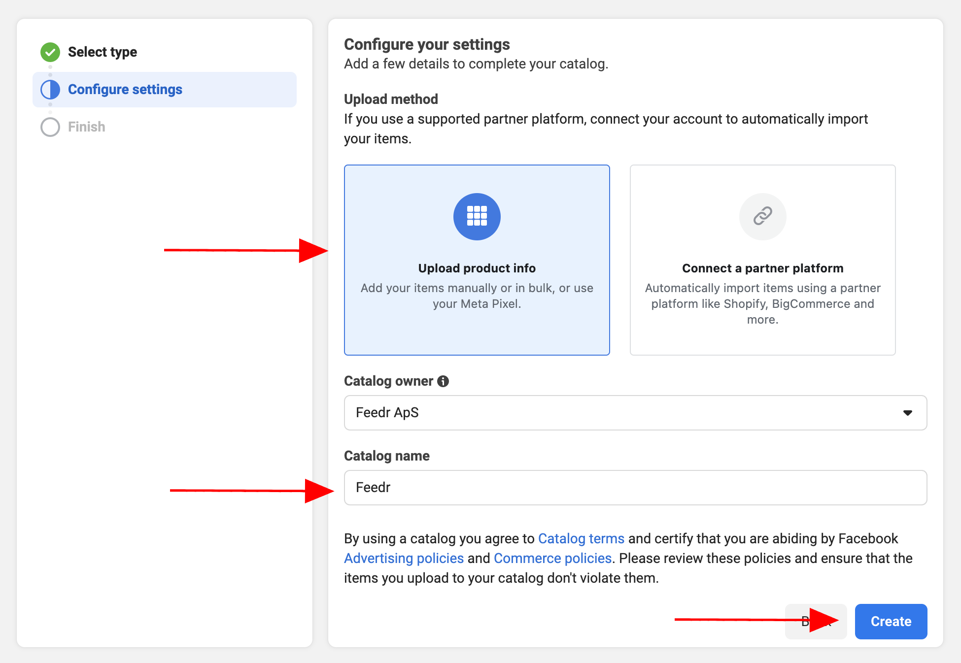 Upload product info in Meta Business Manager