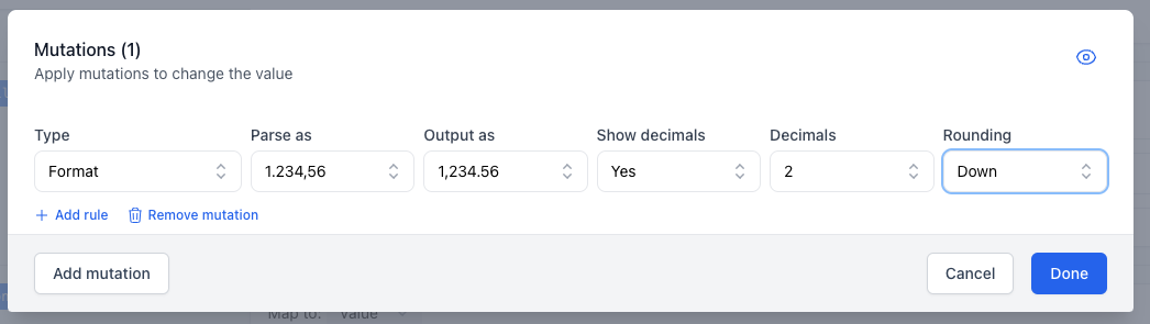 A screenshot showing the Format mutation.