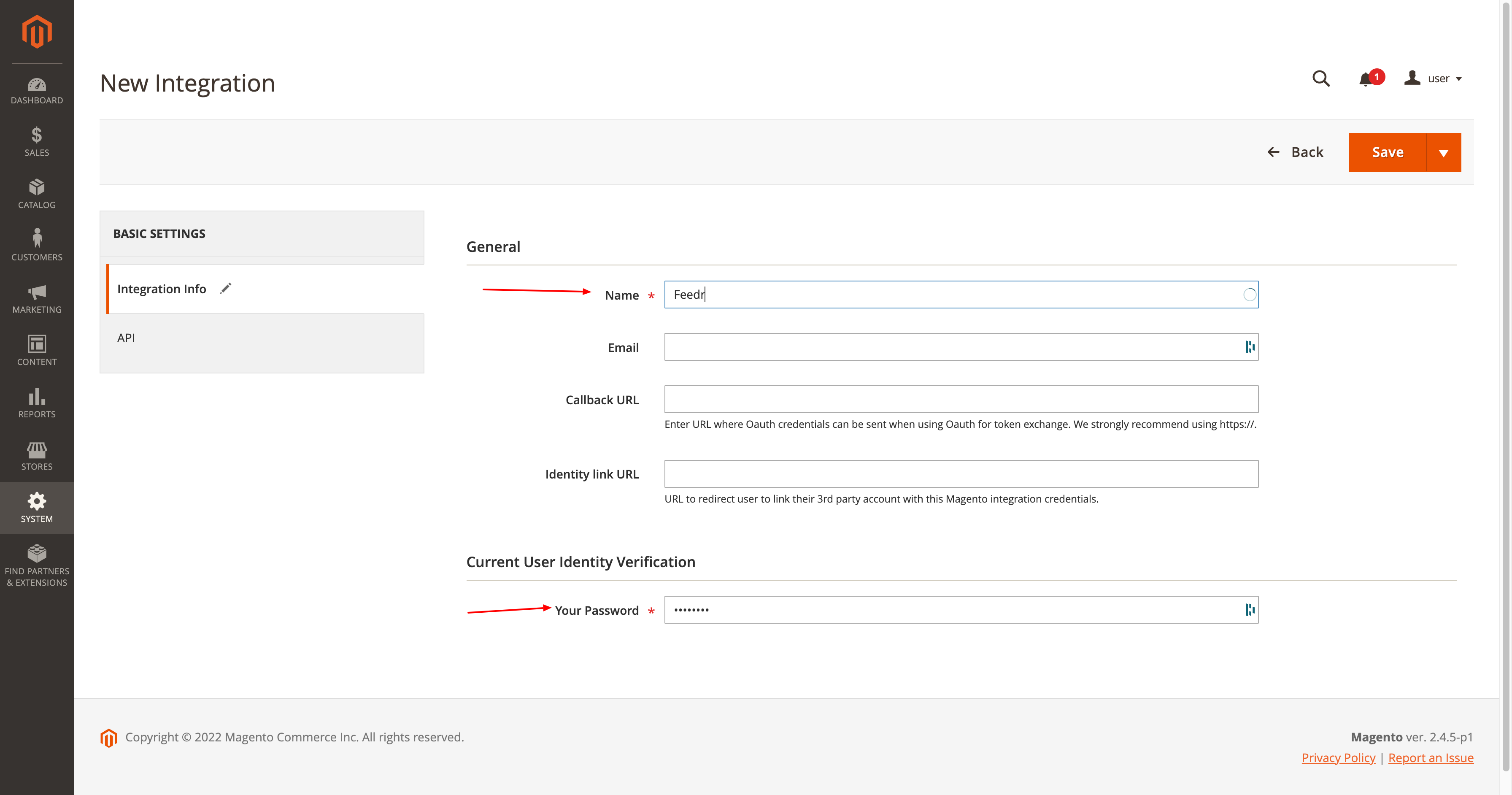 Example of Integration Info