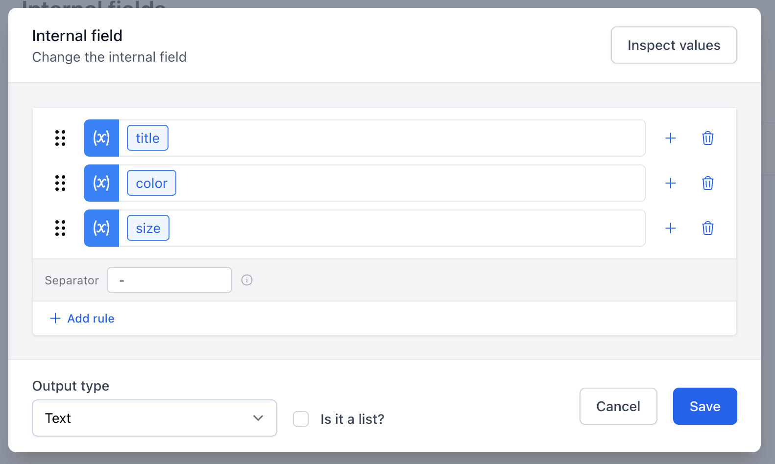 Internal field editor