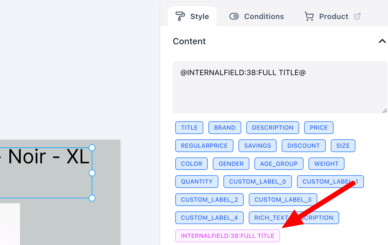 Using an internal field in a template