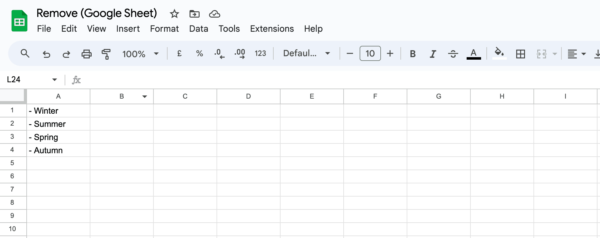A screenshot showing the remove Google Sheet.