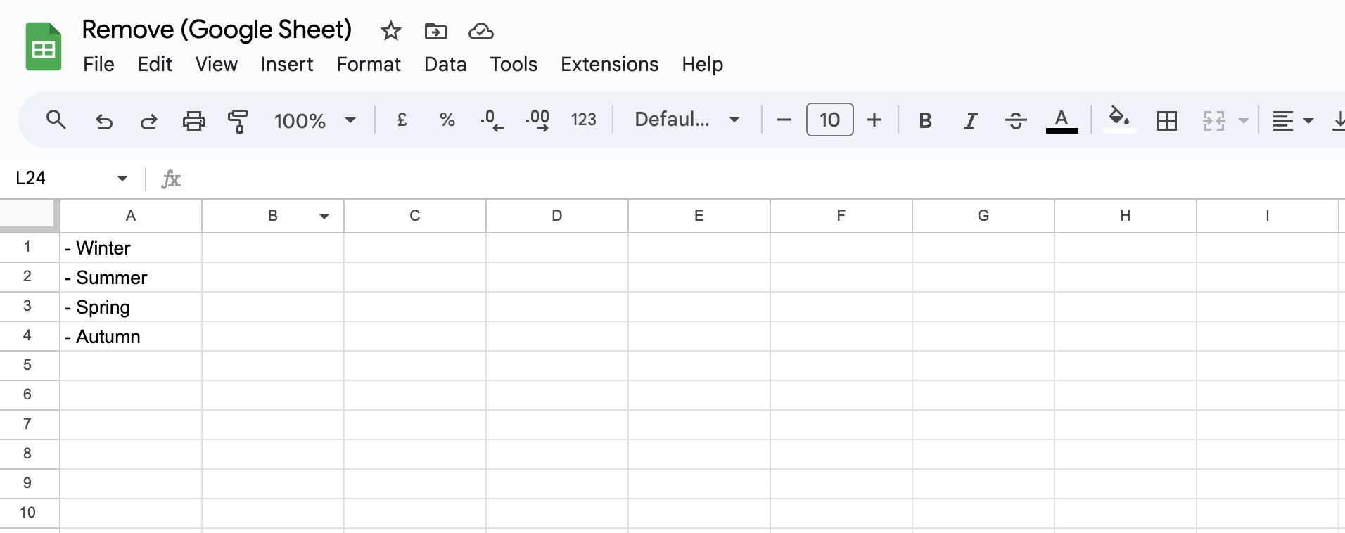 A screenshot showing the remove Google Sheet.