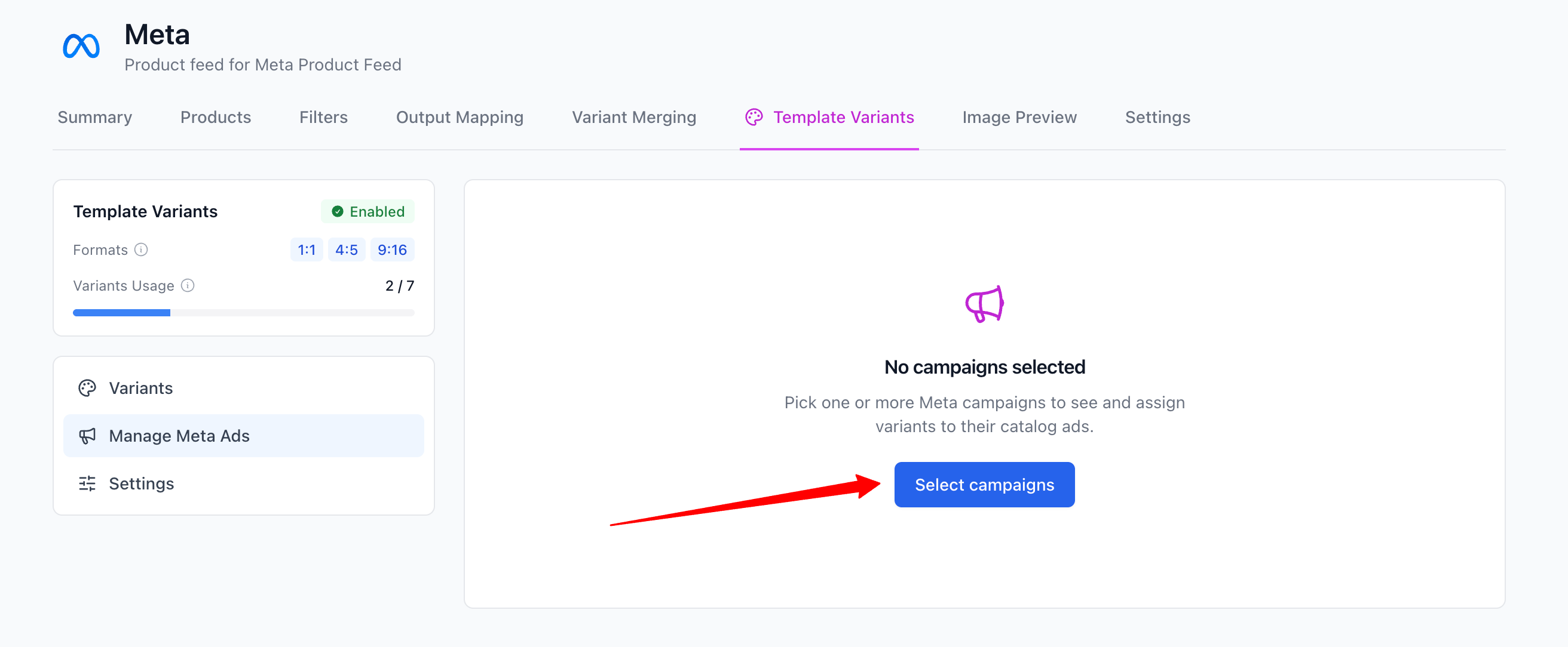 Select Meta Campaigns