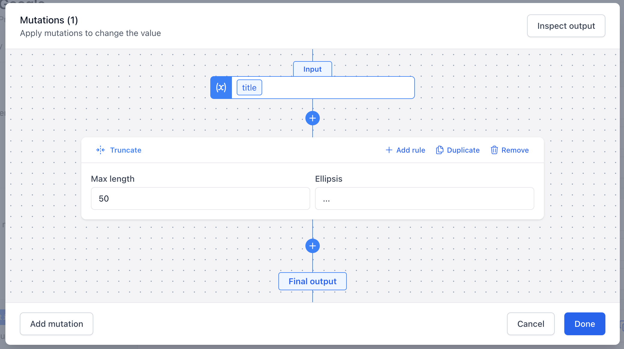 Mutation modal