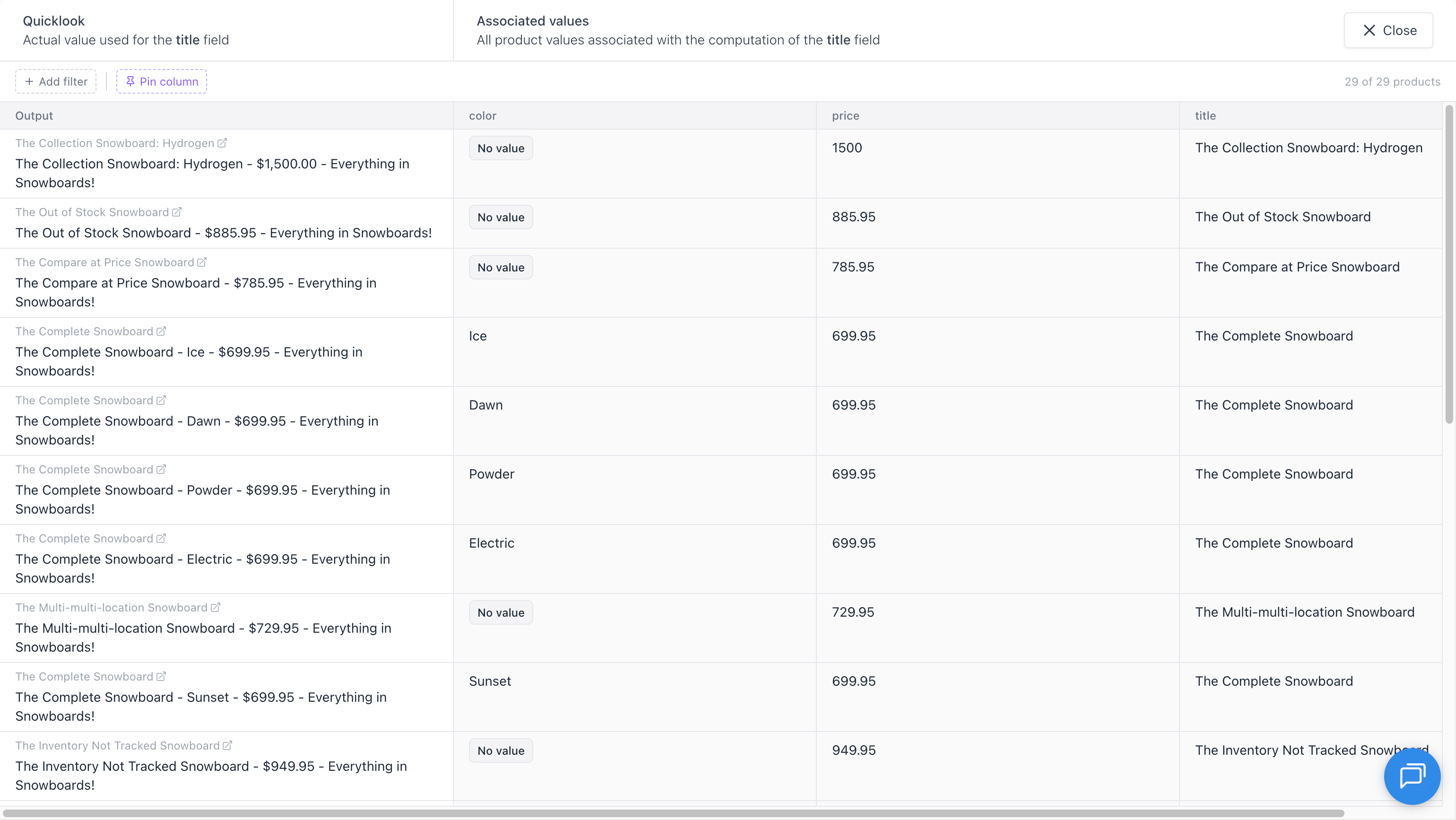 Quicklook Modal