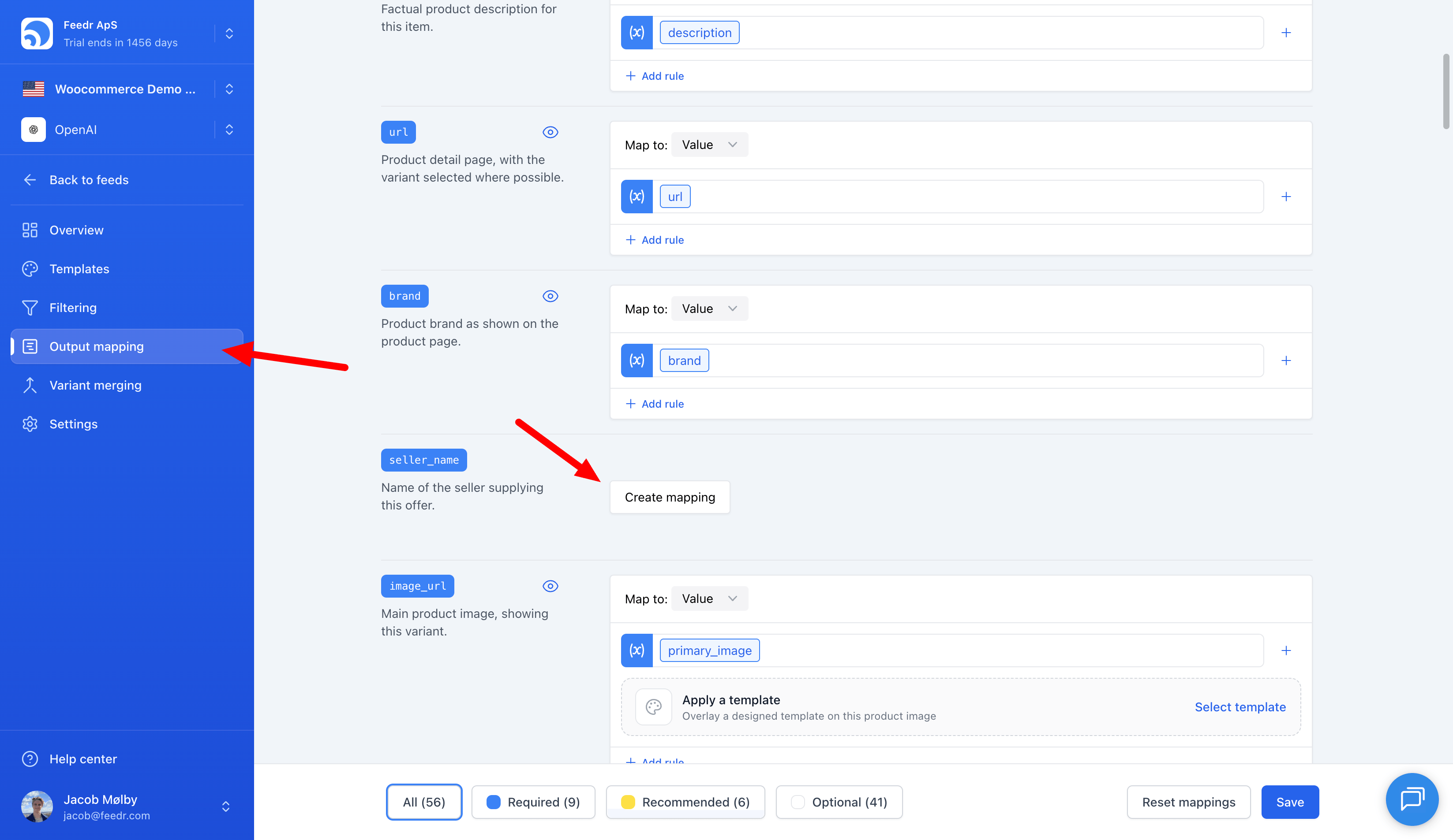 Mapping static values on an OpenAI feed
